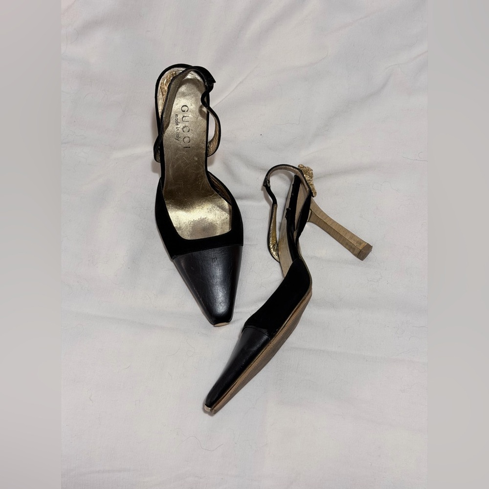Gucci Black and Gold Women's Heels
